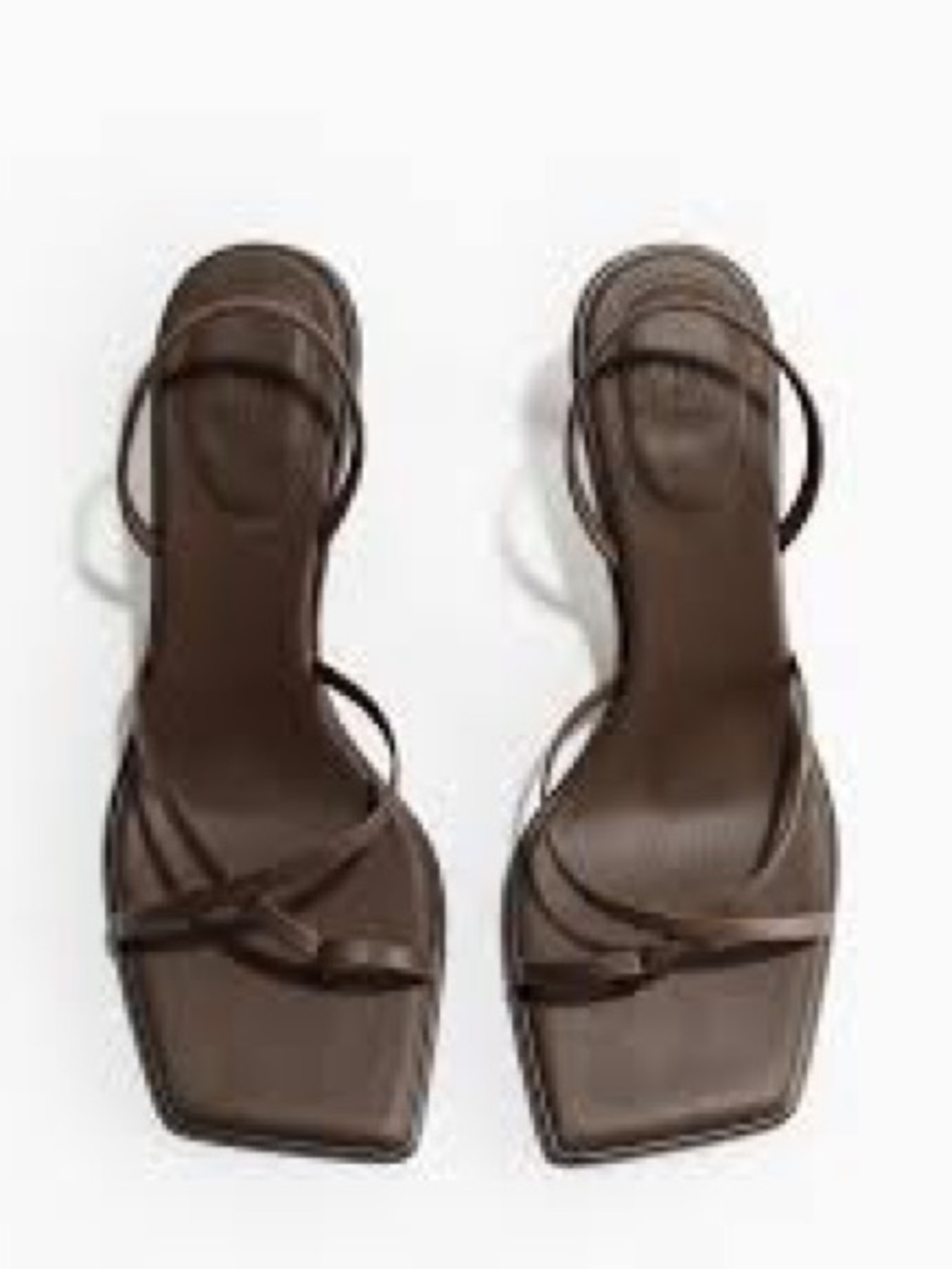 H&M Brown Strappy Square-Toe Heeled Sandals
